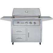 EdgeStar 89000 BTU 42 Inch Wide Liquid Propane Free Standing Grill and Cart with Rotisserie and LED Lighting Stainless Steel