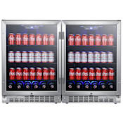 EdgeStar 48 Inch Wide 284 Can Built-In Side-by-Side Beverage Cooler with LED Lighting Stainless Steel