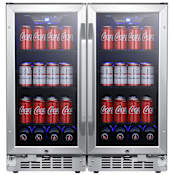 EdgeStar 30 Inch Wide 160 Can Built-In Side by Side Beverage Cooler with Blue LED Lighting Stainless Steel