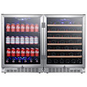 EdgeStar 48 Inch Wide 53 Bottle 142 Can Built-In Side-by-Side Wine and Beverage Center Stainless Steel