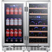 EdgeStar 30 Inch Wide 26 Bottle 80 Can Side-by-Side Wine and Beverage Center Stainless Steel