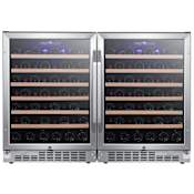 EdgeStar 48 Inch Wide 106 Bottle Built-In Side-by-Side Wine Cooler with LED Lighting Stainless Steel