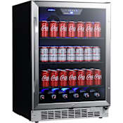 EdgeStar 24 Inch Wide 142 Can Built-In Beverage Cooler with Tinted Door and LED Lighting Stainless Steel