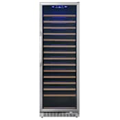 EdgeStar 24 Inch Wide 151 Bottle Capacity Built-In or Free Standing Single Zone Wine Cooler with Even Cooling Technology Stainless Steel