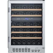 EdgeStar 24 Inch Wide 46 Bottle Built-In Dual Zone Wine Cooler with Reversible Door and LED Lighting Stainless Steel