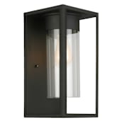 Eglo Walker Hill 15" Tall Outdoor Wall Sconce with Clear Glass Shade Matte Black