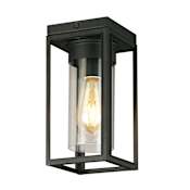 Eglo Walker Hill Single Light 5" Wide Outdoor Flush Mount Ceiling Fixture Matte Black