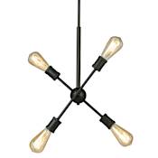 Eglo Etris Row 4 Light 15" Wide Sputnik Chandelier Black