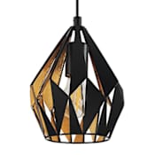 Eglo Carlton 3 7-1/4" Wide Mini Pendant Matte Black / Gold Leaf