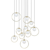 Eglo Portocolom 10 Light 23" Wide LED Multi Light Pendant Black / Polished Brass / White