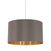 Eglo Maserlo 15" Wide Single Light Drum Pendant with Cappuccino and Gold Shade Satin Nickel