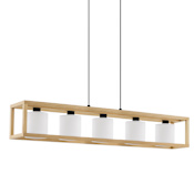 Eglo Granados 5 Light 46" Wide Linear Pendant Natural Wood