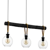 Eglo Roding 3 Light 35" Wide Commercial Wood Linear Pendant Structured Black