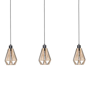 Eglo Adwickle 3 Light 7" Wide Multi Light Pendant Black / Natural Fabric