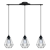 Eglo Tarbes 31" Wide 3 Light Cage Style Linear Pendant Matte Black