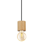 Eglo Turialdo 4" Wide Wood Mini Pendant Black / Natural Wood