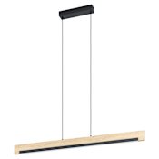 Eglo Camacho 44" Wide LED Wood Linear Pendant Black / Natural