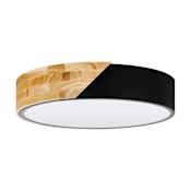 Eglo Grimaldino 2 Light 16" Wide Flush Mount Drum Ceiling Fixture Natural / Black