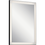 Elan Ryame 23-1/2" W x 31-1/2" H Rectangular Steel Framed Accent Mirror with LED Lighting Matte Black