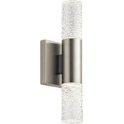 Elan Glacial Glow 2 Light 17" Tall LED Wall Sconce with Textured Ice Glass Brushed Nickel