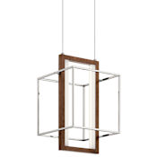 Elan Viho 10" LED Pendant Polished Nickel / Faux Wood