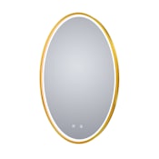 Electric Mirror Brilliance 24" W x 36" H Oval Framed Bathroom Wall Mirror with Light Brushed Brass
