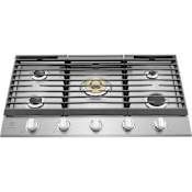 Electrolux 36 Inch Wide 5 Burner Gas Cooktop with Brass Power Burner Stainless Steel