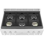 Electrolux 36 Inch Wide 6 Burner Gas Rangetop with Dual Brass Power Burners Stainless Steel