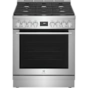 Electrolux 30 Inch Wide 4.6 Cu. Ft. Free Standing Dual Fuel Range with Dual Brass Power Burners Stainless Steel