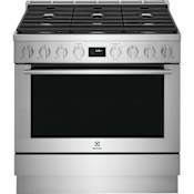 Electrolux 36 Inch Wide 4.4 Cu. Ft. Free Standing Dual Fuel Range with Dual Brass Power Burners Stainless Steel