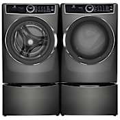 Electrolux 5 Series 27 Inch Wide 4.5 Cu. Ft. Electric Washer and 27 Inch Wide 8 Cu. Ft. Electric Dryer Laundry Pair with Storage Pedestal Titanium