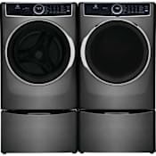 Electrolux 6 Series 27 Inch Wide 4.5 Cu. Ft. Electric Washer and 27 Inch Wide 8 Cu. Ft. Electric Dryer Laundry Pair with Storage Pedestal Titanium