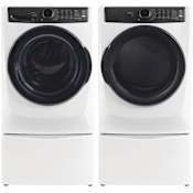 Electrolux 27 Inch Wide 4.5 Cu. Ft. Front Load Washer and 27 Inch Wide 8 Cu. Ft. Gas Dryer Laundry Pair with Pedestal and Perfect Steam Option White