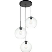 Elegant Lighting Baxter 3 Light 20" Wide Multi Light Pendant Black / Clear