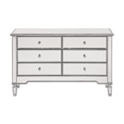 Elegant Lighting Chamberlan 48 Inches Wide Hand Painted Wood 6 Drawer Dresser with Mirrored Accents Silver