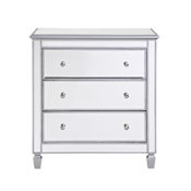 Elegant Lighting Chamberlan 33 Inches Wide 3 Drawer Hand Painted Wood Dresser with Mirrored Accents Silver
