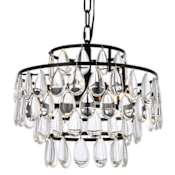 Elegant Lighting Mila 3 Light 14" Wide Crystal Pendant with Clear Crystal Accents Black