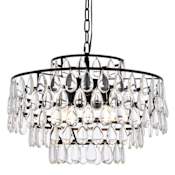 Elegant Lighting Mila 5 Light 20" Wide Crystal Pendant with Clear Crystal Accents Black
