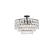 Elegant Lighting Mila 5 Light 20" Wide Semi-Flush Waterfall Ceiling Fixture with Clear Crystal Accents Black
