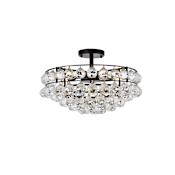 Elegant Lighting Savannah 5 Light 18" Wide Semi-Flush Bowl Ceiling Fixture with Clear Crystal Accents Black
