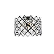 Elegant Lighting Lyla 3 Light 13" Wide Semi-Flush Drum Ceiling Fixture with Clear Crystal Accents Black