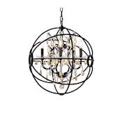 Elegant Lighting Geneva 5 Light 20" Wide Crystal Pendant with Golden Teak Royal Cut Crystals Dark Bronze