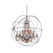 Elegant Lighting Geneva 25 Light 60" Wide Crystal Chandelier with Golden Teak Royal Cut Crystals Dark Bronze