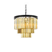 Elegant Lighting Sydney 9 Light 20" Wide Crystal Mini Chandelier with Golden Teak Royal Cut Crystals Matte Black