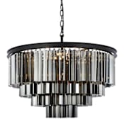 Elegant Lighting Sydney 17 Light 32" Wide Crystal Chandelier with Silver Shade Royal Cut Crystals Matte Black