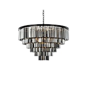 Elegant Lighting Sydney 33 Light 44" Wide Crystal Chandelier with Silver Shade Royal Cut Crystals Matte Black