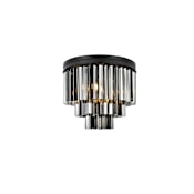 Elegant Lighting Sydney 9 Light 20" Wide Flush Mount Drum Ceiling Fixture with Silver Shade Royal Cut Crystals Matte Black