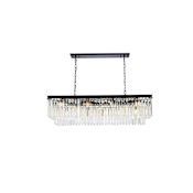 Elegant Lighting Sydney 12 Light 50" Wide Crystal Linear Chandelier with Clear Royal Cut Crystals Matte Black