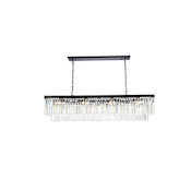 Elegant Lighting Sydney 12 Light 60" Wide Crystal Linear Chandelier with Clear Royal Cut Crystals Matte Black