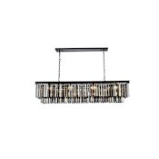 Elegant Lighting Sydney 12 Light 60" Wide Crystal Linear Chandelier with Silver Shade Royal Cut Crystals Matte Black
